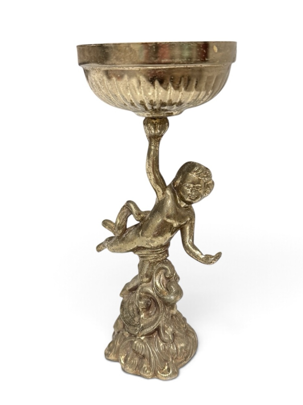 Vintage Ornate Gold Cherub Centerpiece Pedestal